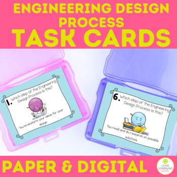 Preview of Engineering Design Process Task Cards 3-5 ETS1 Paper and Digital