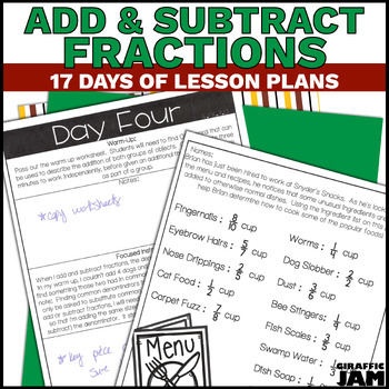 Preview of 4th Grade Math Adding and Subtraction Fraction Lesson Plans for a Fraction Unit