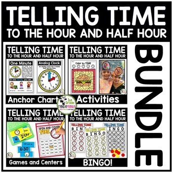 Preview of Telling Time with Time to the Hour and to the Half Hour BUNDLE