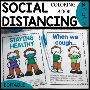 Social Distancing Coloring Book EDITABLE | Classroom Rules Coloring Book by Teach Magically