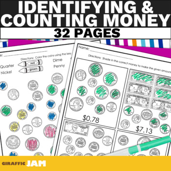 Preview of Differentiated Money Worksheets to Practice Counting and Identifying Coins