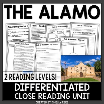 Preview of Alamo Reading Passage and Worksheets