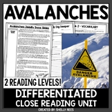 Avalanches Reading Passage and Worksheets