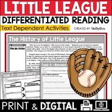 Baseball Reading Passage - Little League Close Reading Unit