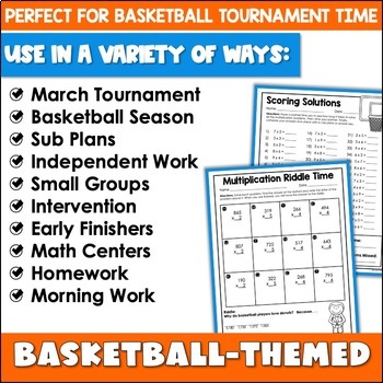 basketball math multiplication worksheets by shelly rees tpt