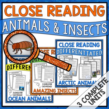 Preview of Close Reading Passages & Questions - Animals & Insects Bundle