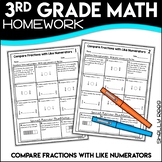Comparing Fractions with Same Numerator Worksheets