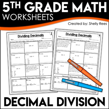 Preview of Dividing Decimals Worksheets | 5th Grade Math Homework