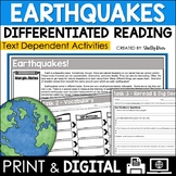 Earthquakes Reading Passage and Activities DIGITAL and PRINTABLE