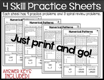 5th grade math homework numerical patterns worksheets by