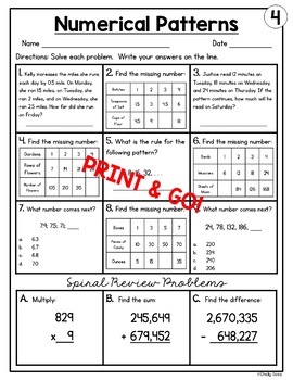 5th Grade Math Homework Numerical Patterns Worksheets by ...