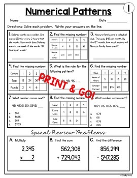 number patterns worksheets by shelly rees teachers pay teachers