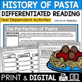 Pasta Reading Comprehension Passage and Worksheets