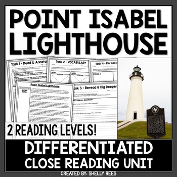 Preview of Point Isabel Lighthouse Reading Passage and Worksheets