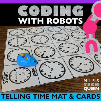 Preview of Robot Activity Mat Telling Time Math Clock Code and Go Mouse Beebot Sphero