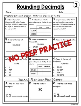 Rounding Decimals Worksheets 5th Grade Homework by Shelly Rees