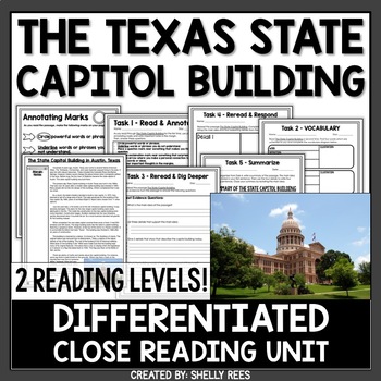 Preview of Texas Capitol Building Reading Passage and Worksheets