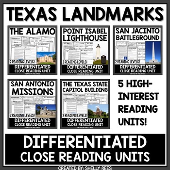 Preview of Texas Landmarks Reading Comprehension Passages Bundle