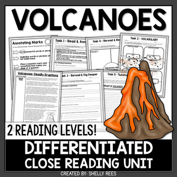 Preview of Volcanoes Reading Passage and Worksheets