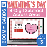 Valentine's Day Math Boom Cards 4-Digit Subtract Across Zeros
