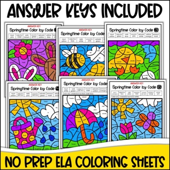 Spring Coloring Pages Parts Of Speech Color By Number By Shelly Rees
