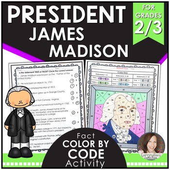 Preview of James Madison Activity | President Color By Code Activity | Distance Learning