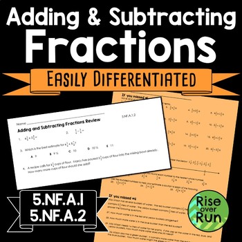 Preview of Adding and Subtracting Fractions with Unlike Denominators Practice Worksheet