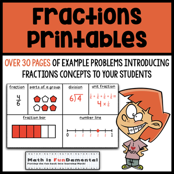 Preview of Fractions Printables - Over 30 Worksheets for Introducing Fractions Concepts!