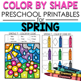 Preschool COLOR BY SHAPE Printables for Spring