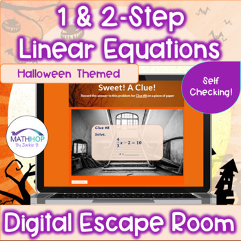 Preview of 1 & 2-Step Linear Equations Halloween Themed Digital Escape Room