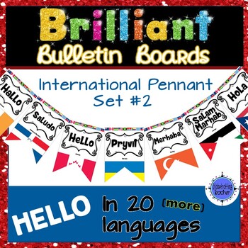 Preview of World Flags-Bulletin Board-International Hello Pennant SET 2