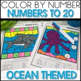 Number Recognition up to 20 Color by Number OCEAN Worksheets