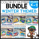 Addition and Subtraction Color By Number Worksheets Winter