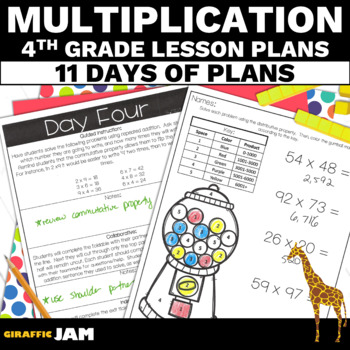 Preview of 4th Grade Math Multiplication Lesson Plans to Teach Your Multiplication Unit