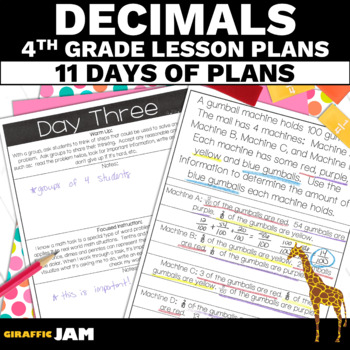 Preview of 4th Grade Math Decimal Lesson Plans to Teach Your Fraction Unit
