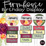 Editable Birthday Display- Farmhouse Classroom Theme