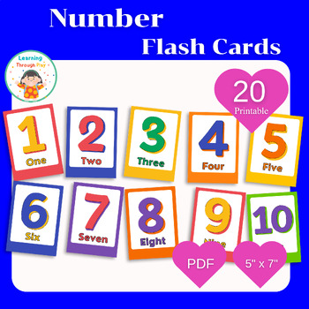 Preview of 1 - 20 Number Flash Cards 1-10, Number Cards, Preschool Counting Flash Cards,