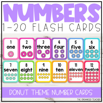 1-20 Number Flash Cards | Donut Number Cards | Counting Resources