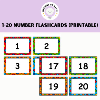1 20 number flashcards printable by designs by katie tpt