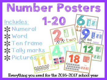 Preview of 1-20 Number Posters