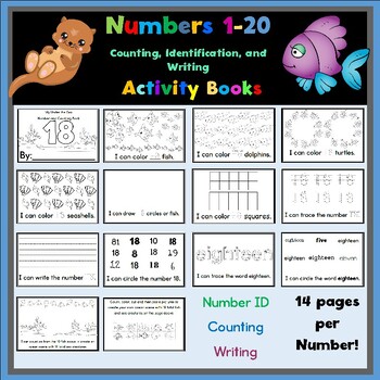 Preview of 1-20 Numbers Activity Book: Counting, Identification, and Writing: Ocean Theme