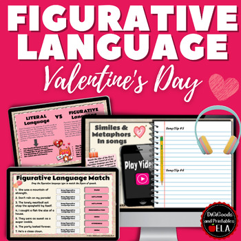 Preview of Figurative Language Simile Metaphor Personification Idiom Valentines Day