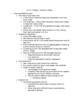 Preview of 1.3 Early U.S. History: Growing Rebelliousness - Teacher Lecture Notes