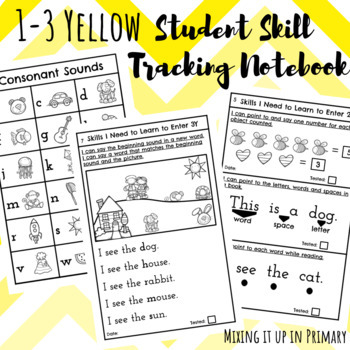 Preview of 1-3 Yellow Student Skill Tracking Notebook
