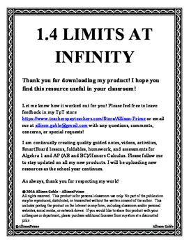 Preview of 1.4 Limits at Infinity