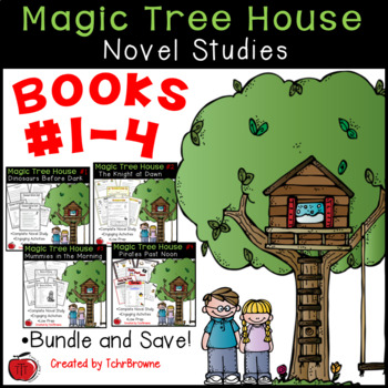 Preview of #1-4 Magic Tree House Book  Novel Study Bundle