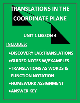 Preview of Translations in the Coordinate Plane Editable Word Document