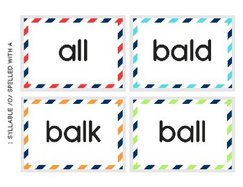 Preview of one - four syllable words containing short o sound spelled with "a" word cards