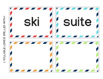 Preview of one - four syllable words containing long e sound spelled with "i" word cards