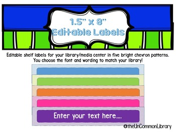 Preview of 1.5" x 8" Editable Shelf Labels for Your Library Media Center - Chevron